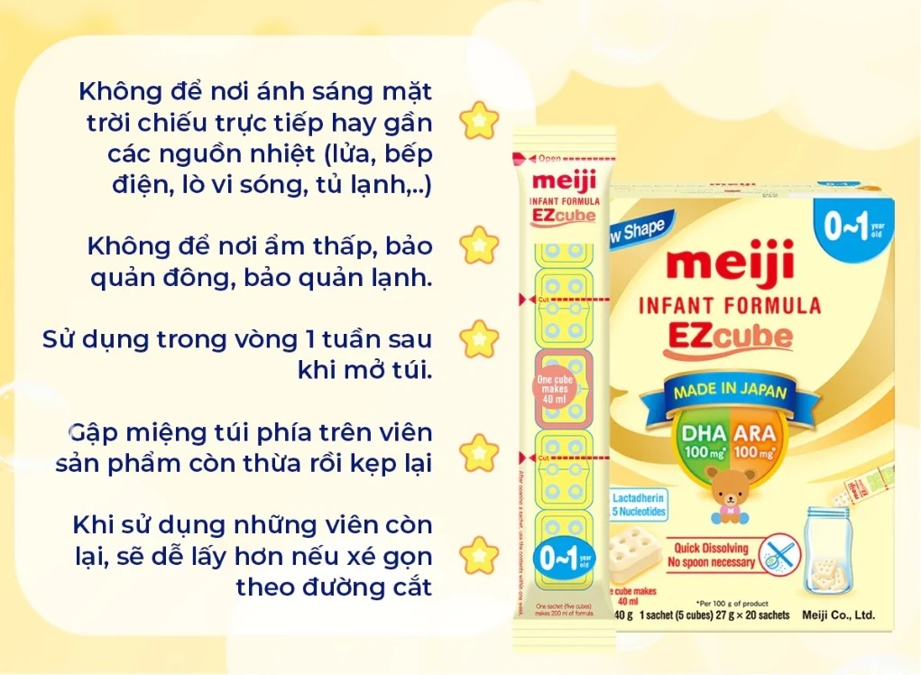 Cách pha sữa Meiji đúng cách