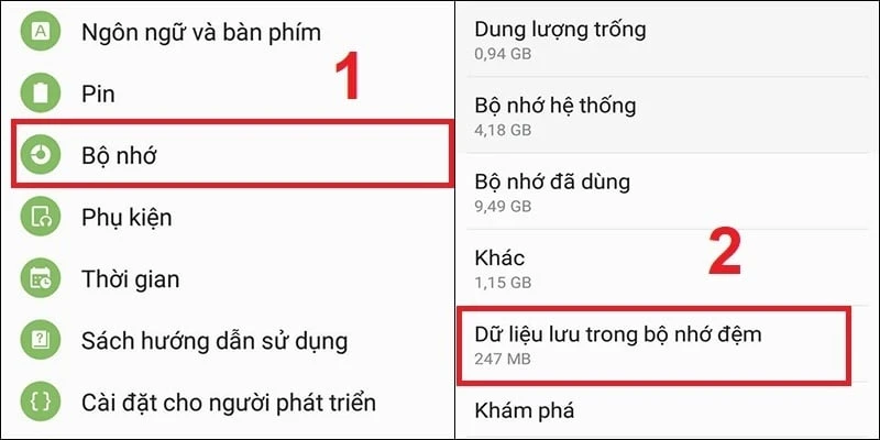 Xóa bộ nhớ tạm