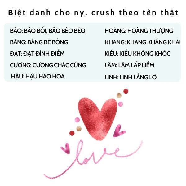 Biệt danh cho crush siêu dễ thương