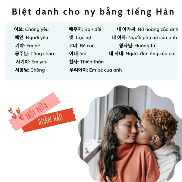 Biệt danh cho người yêu bằng tiếng Hàn