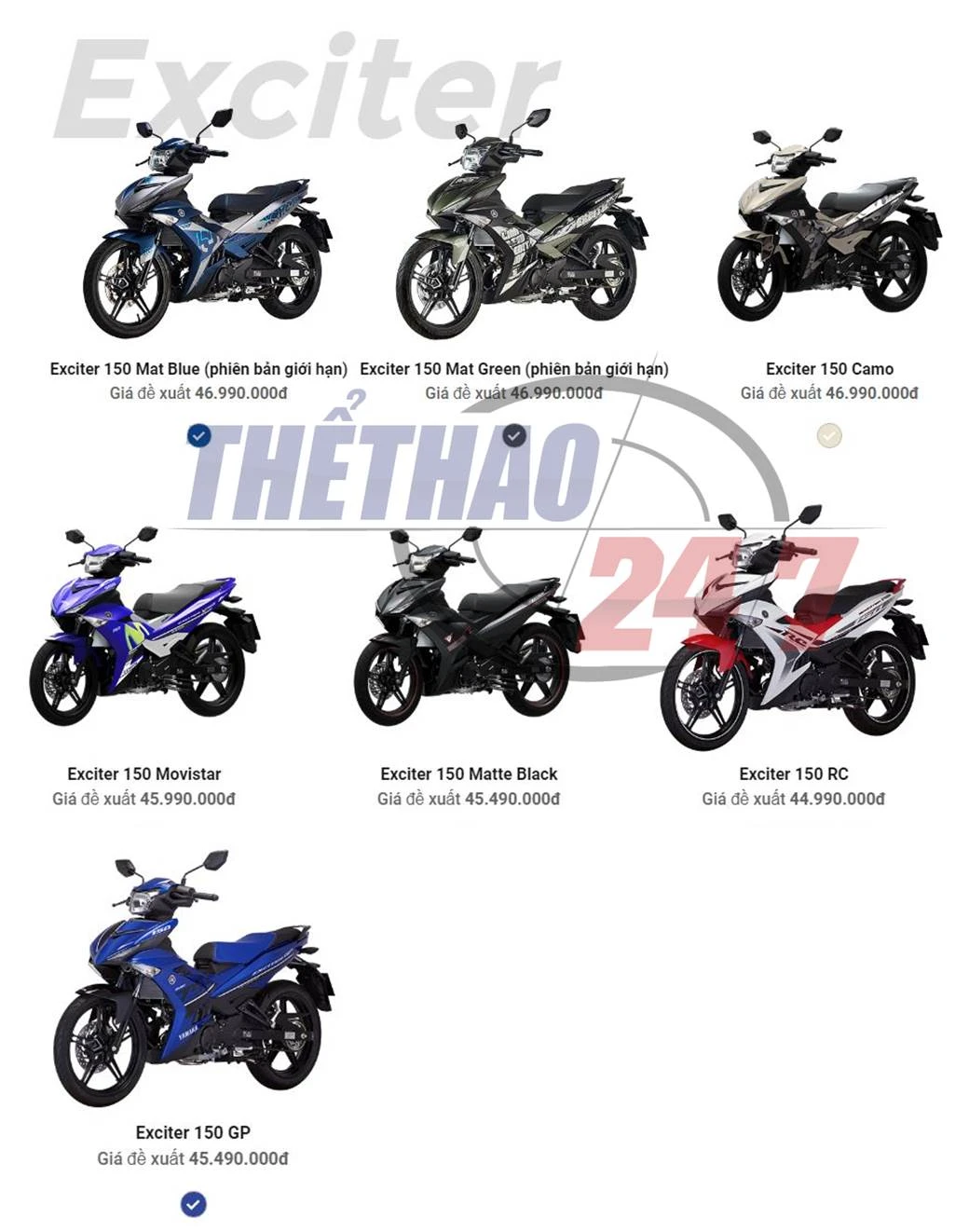 Giá xe Yamaha Exciter 150 mới nhất tháng 5/2018