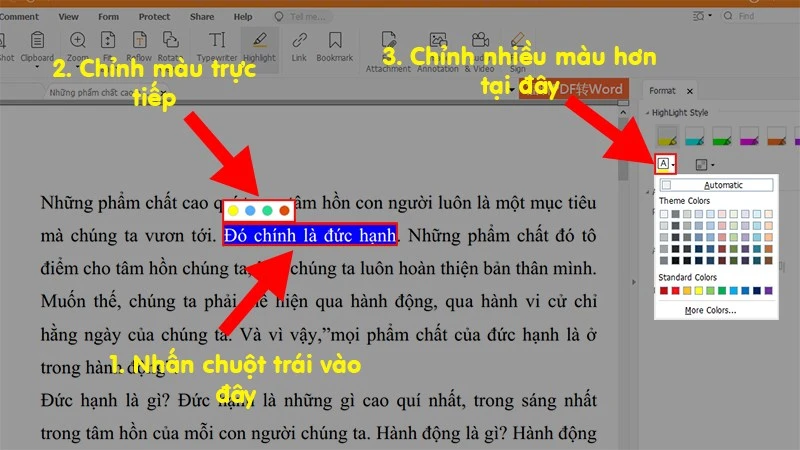 Hướng dẫn tô màu tài liệu highlight text trong file PDF