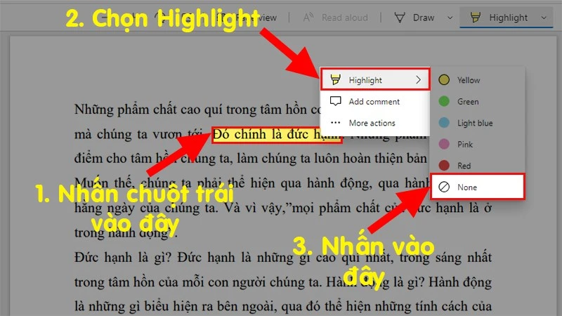 Hướng dẫn tô màu tài liệu highlight text trong file PDF