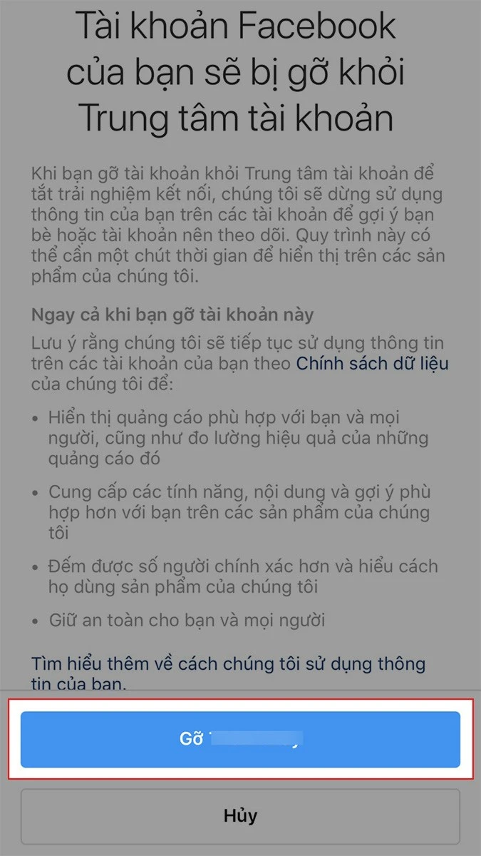 Cách hủy liên kết tài khoản Facebook với Instagram cực dễ