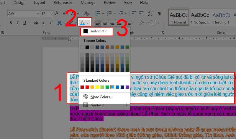 Cách đổi màu chữ trong Word 2007 2010 2013 2016 365 chi tiết nhất - Thegioididong.com